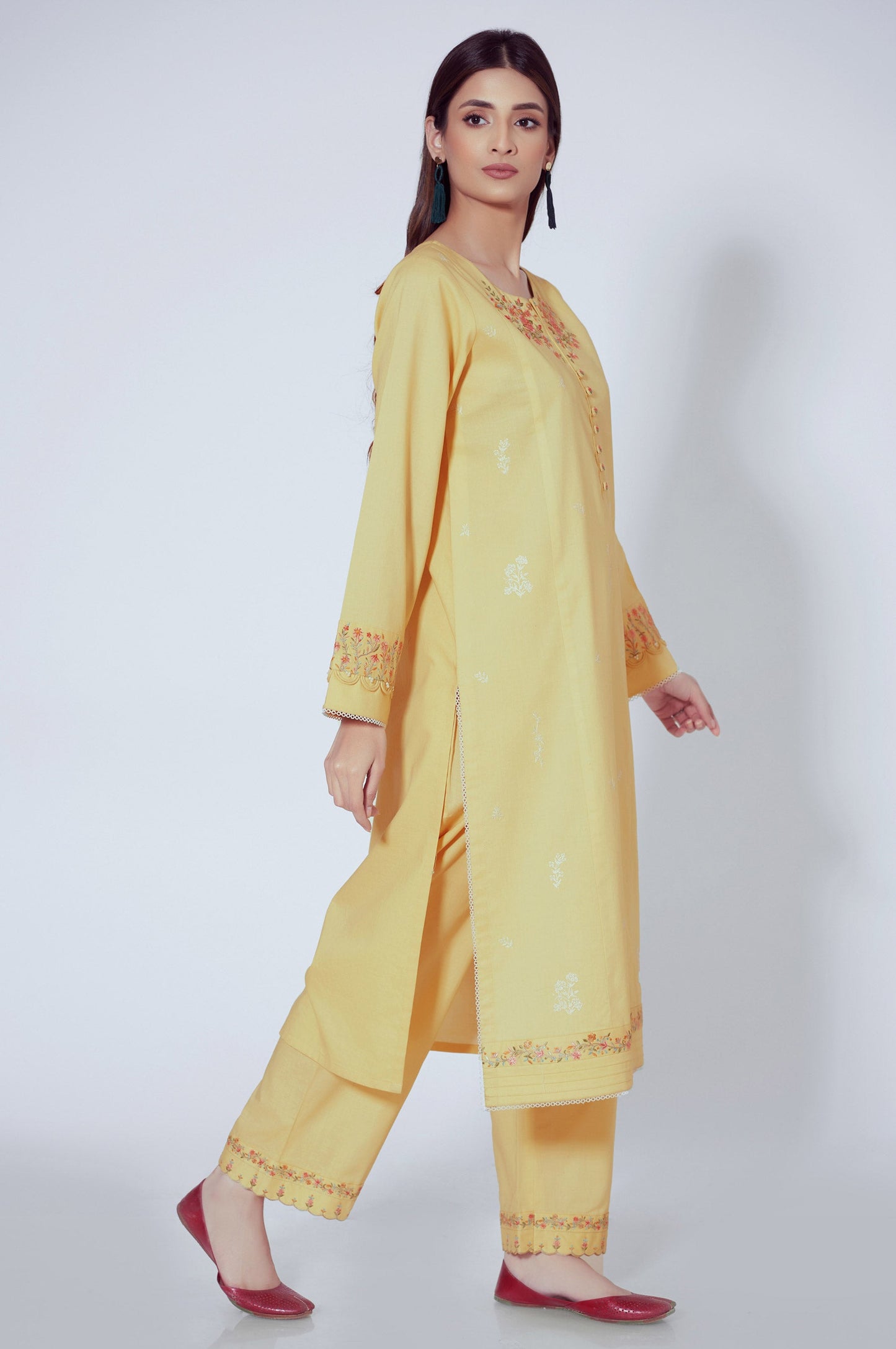 Stitched 2 Piece Embroidered Cambric Suit