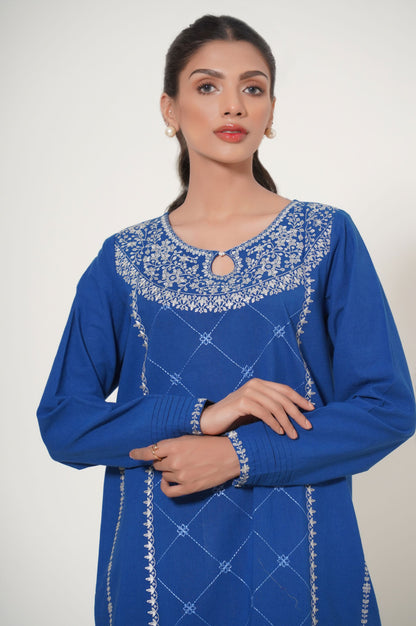 Unstitched 2 Piece Embroidered Slub Cambric Suit