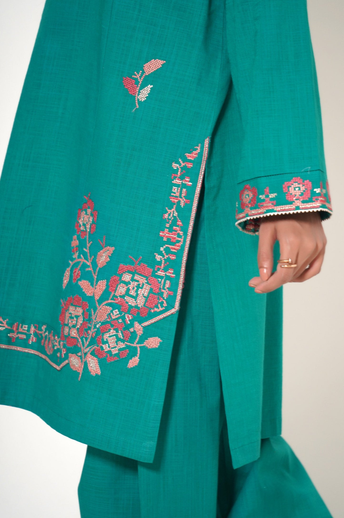 Unstitched 2 Piece Embroidered Texture Slub