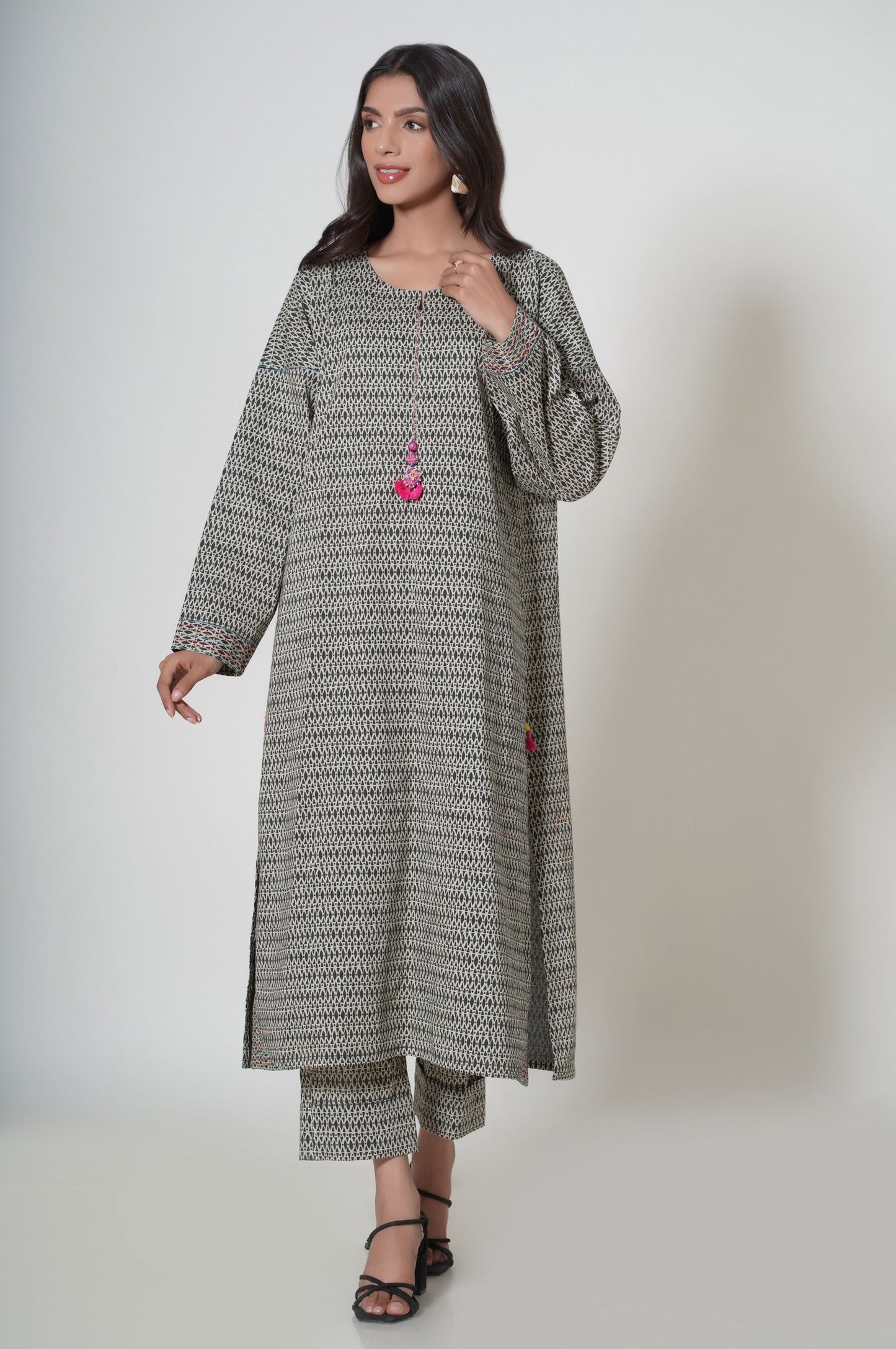 Stitched 2 Piece Printed Cambric Suit