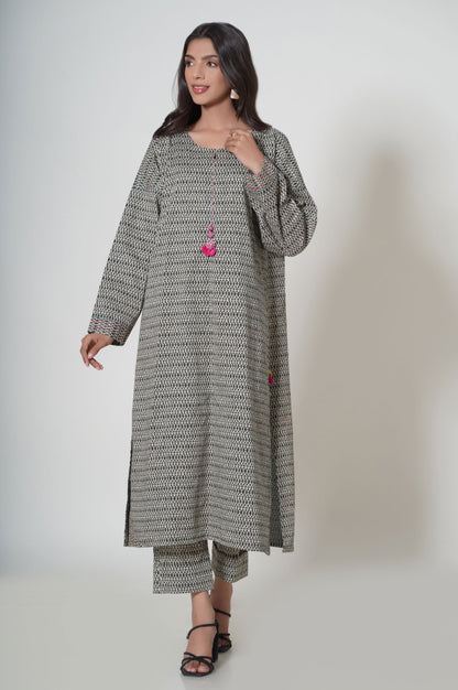 Stitched 2 Piece Printed Cambric Suit