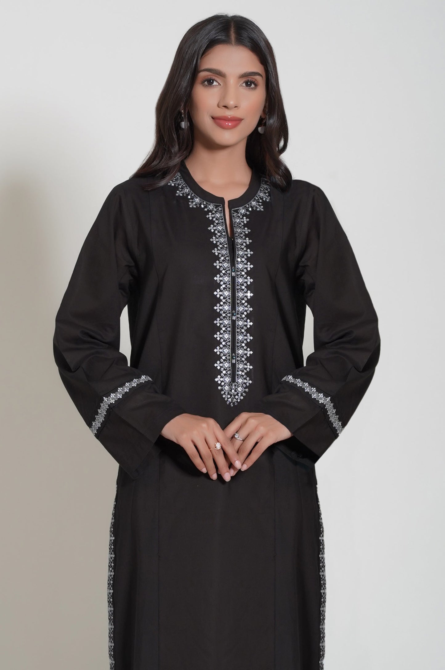 Stitched 2 Piece Embroidered Cambric Suit