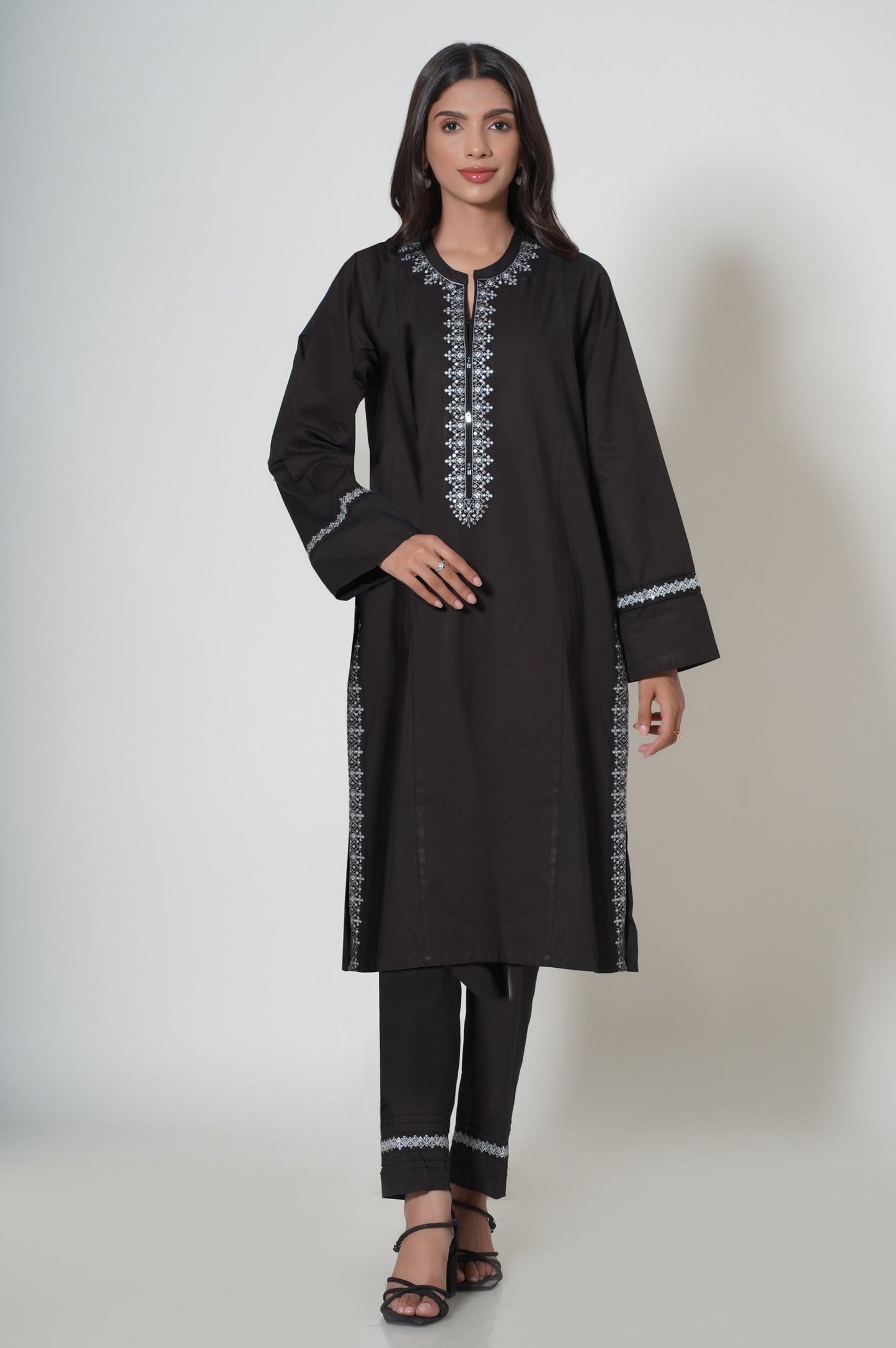 Stitched 2 Piece Embroidered Cambric Suit