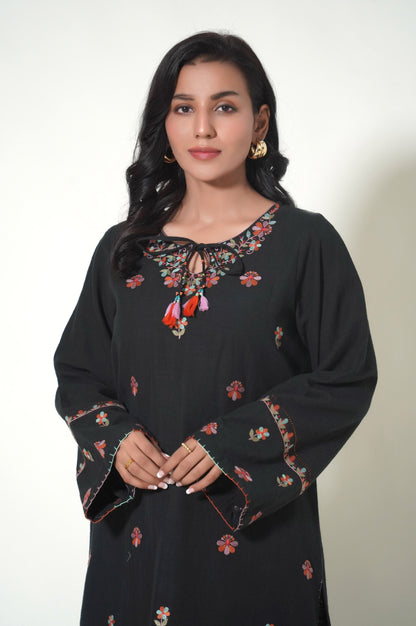 Unstitched 2 Piece Dyed Embroidered Khaddar Suit