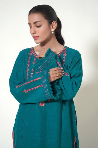 Unstitched 2 Piece Embroidered Khaddar Suit