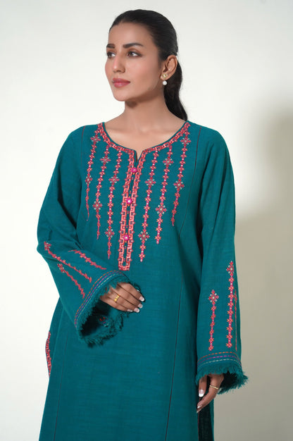 Unstitched 2 Piece Embroidered Khaddar Suit