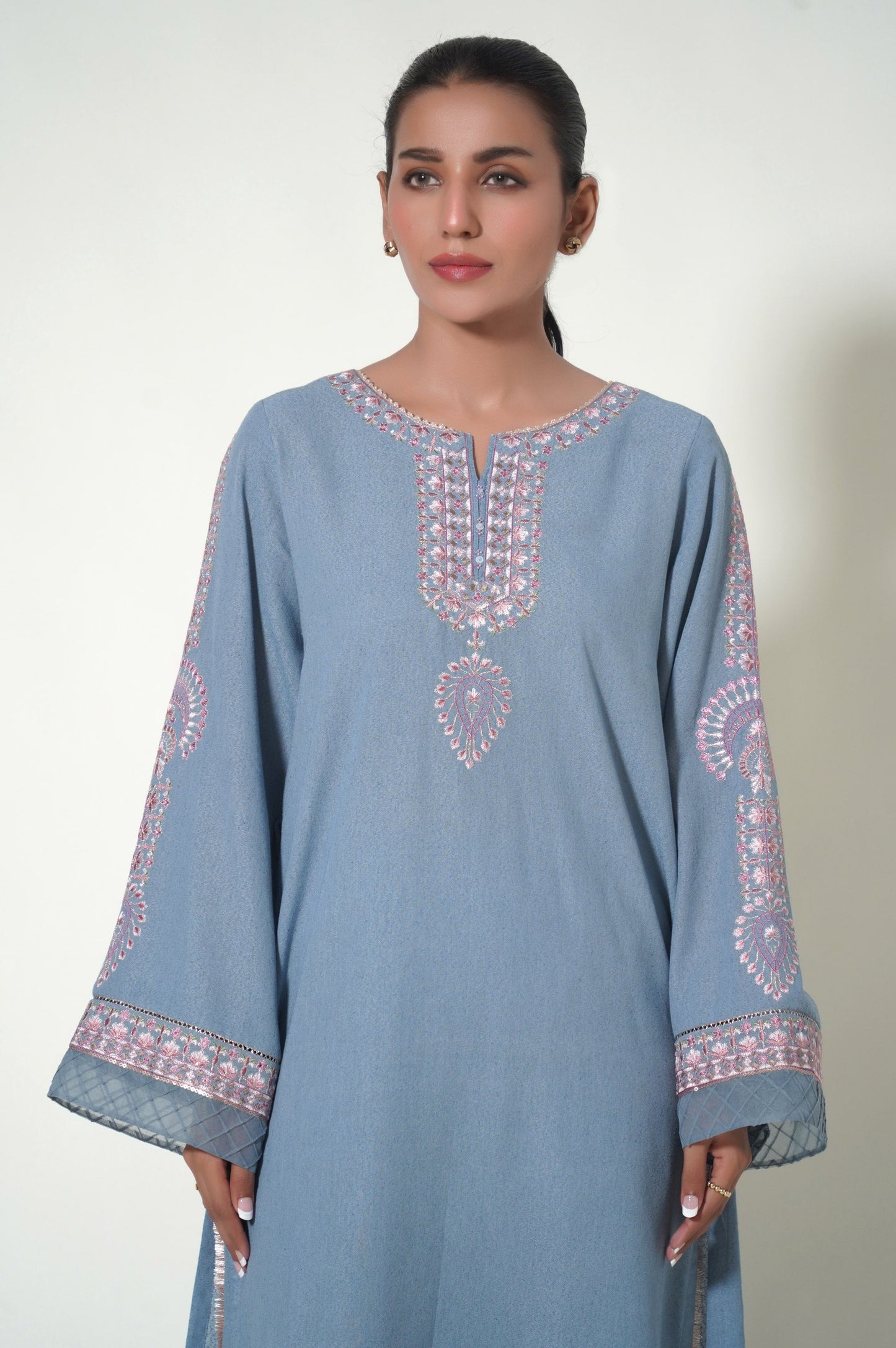 Unstitched 2 Piece Dyed Embroidered Karandi Suit