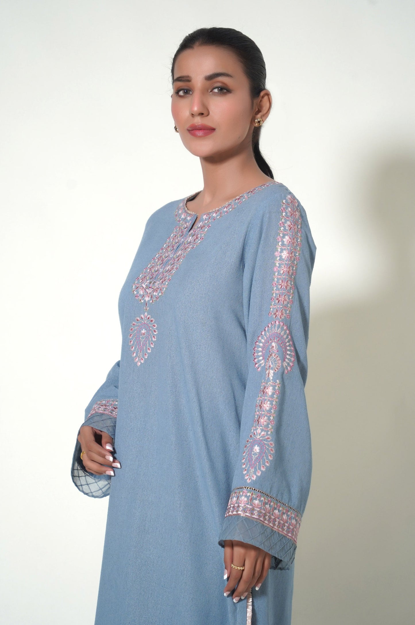 Unstitched 2 Piece Dyed Embroidered Karandi Suit