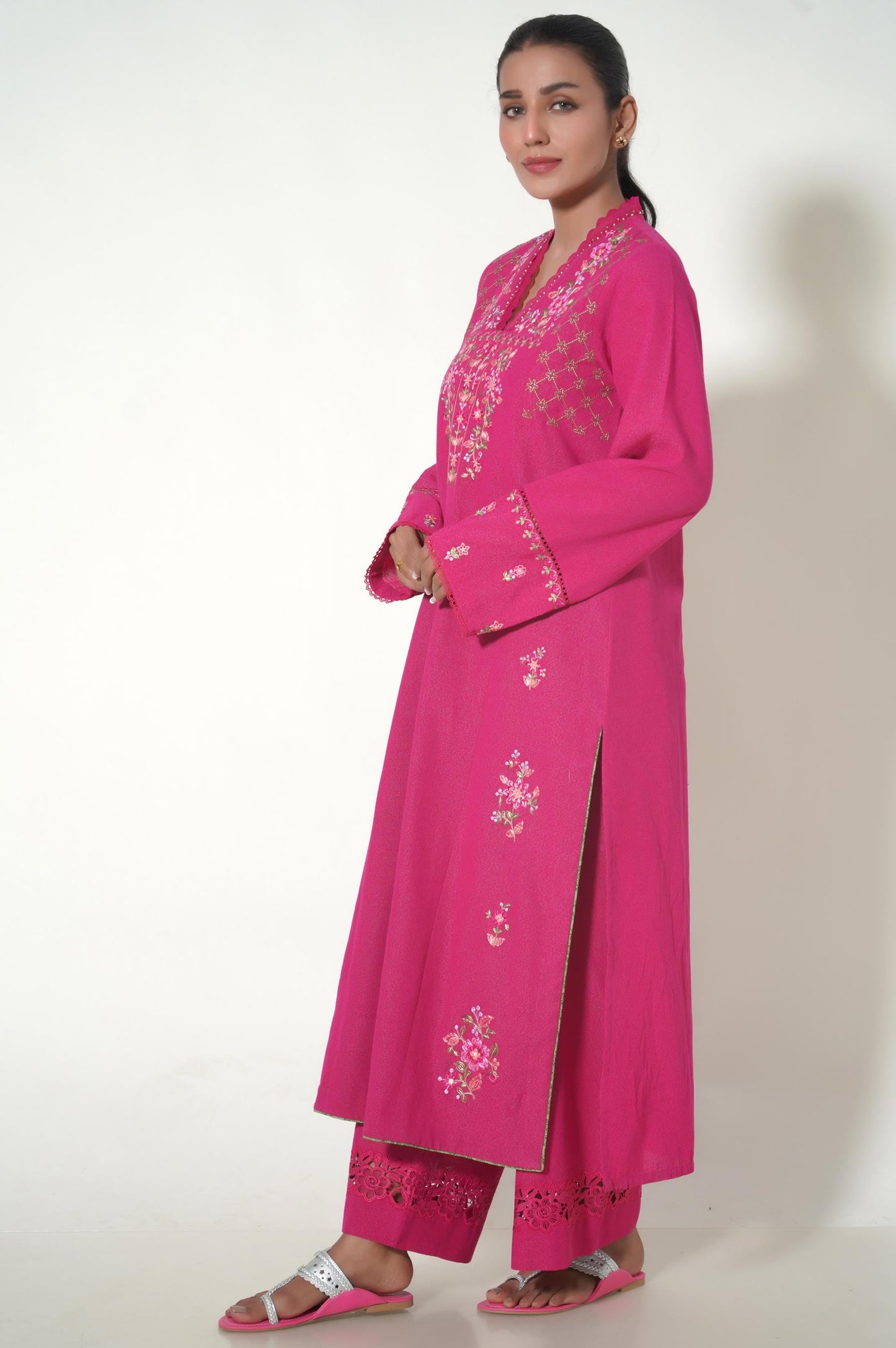Unstitched 2 Piece Dyed Embroidered Karandi Suit