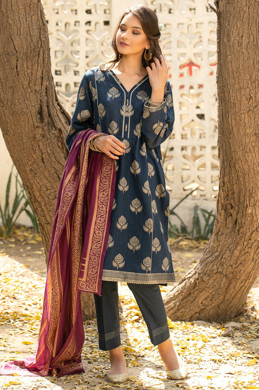 Unstitched 3 Piece Jacquard Suit