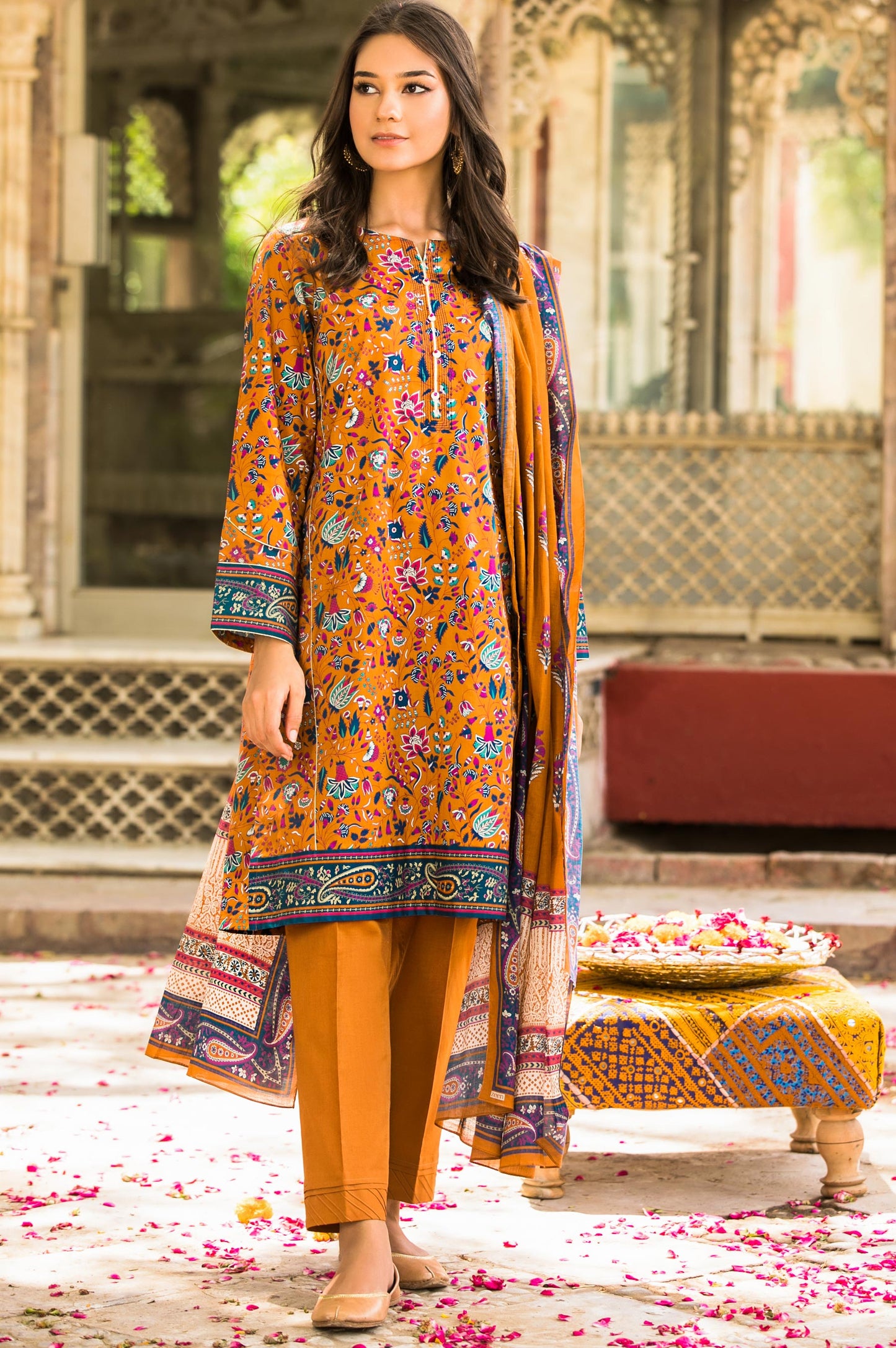 Unstitched 3 Piece Digital Printed Lawn Suit