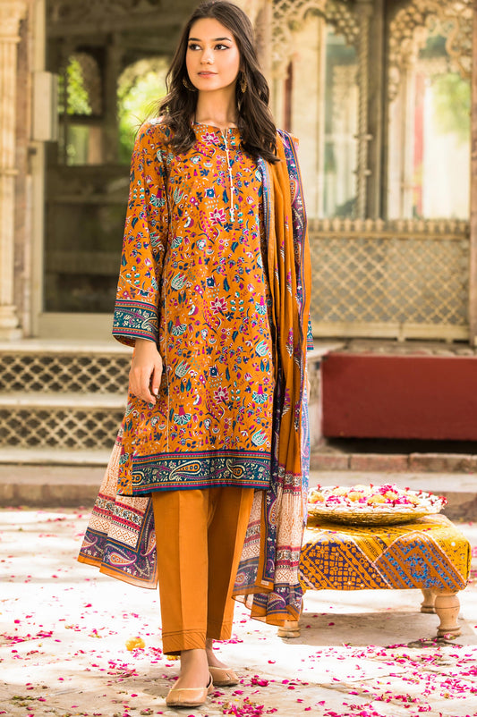 Unstitched 3 Piece Digital Printed Lawn Suit
