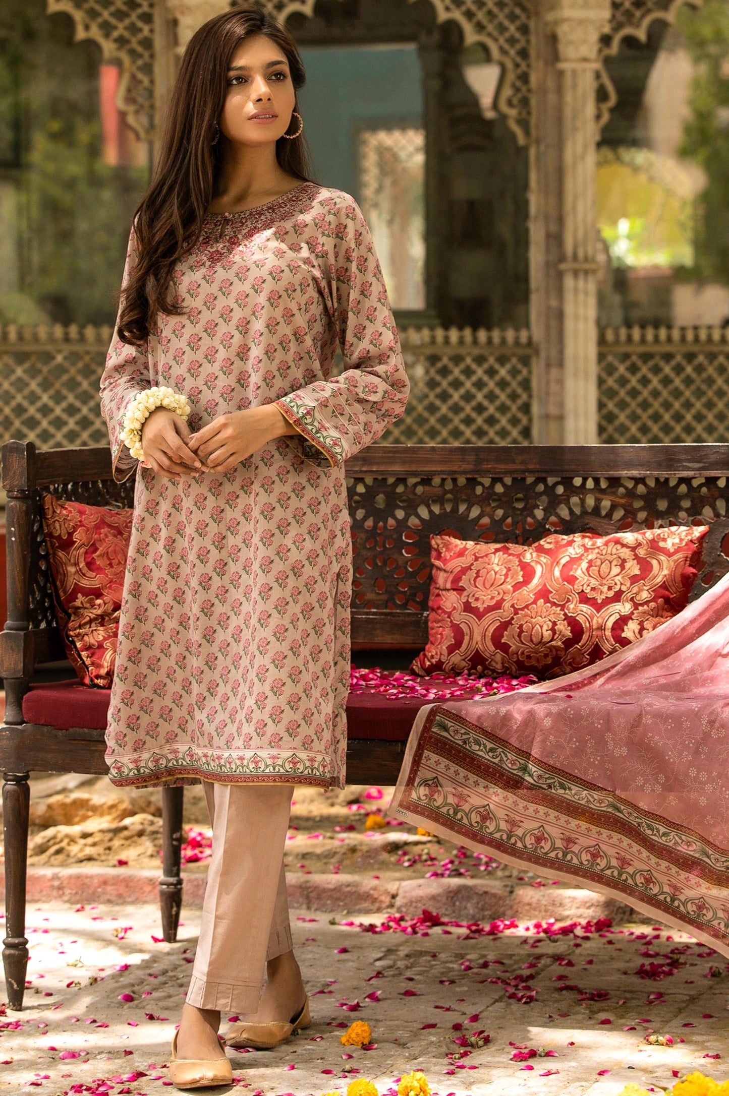 Unstitched 3 Piece Embroidered Lawn with Chiffon Suit