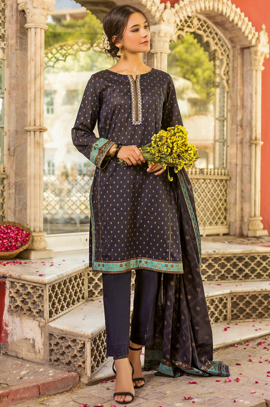 Unstitched 3 Piece Embroidered Gold Paste Lawn Suit