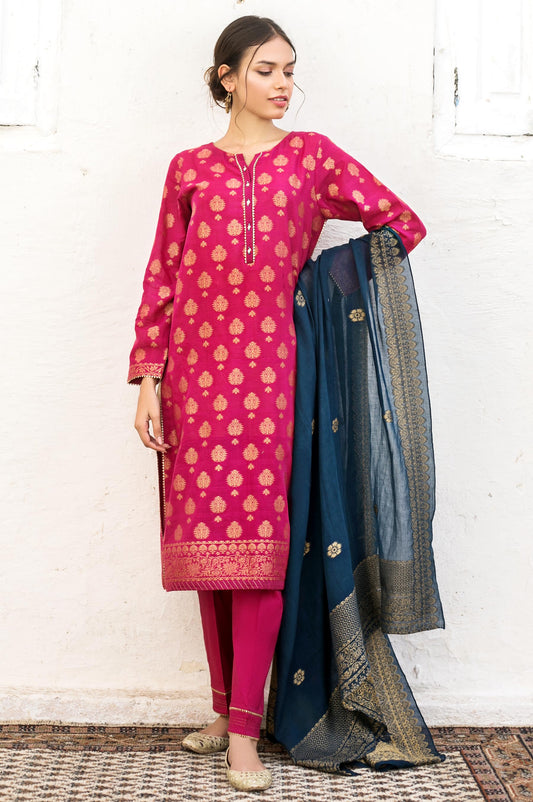 Unstitched 3 Piece  Jacquard Suit