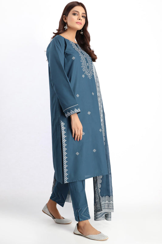 Unstitched 3 Piece Embroidered Jacquard Suit