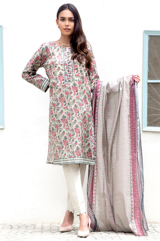 Unstitched 3 Piece Printed Lawn Suit