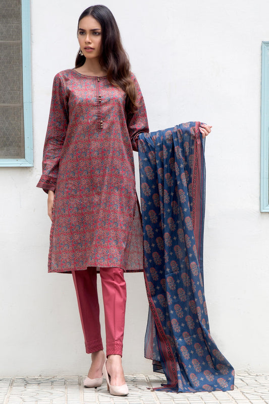 Unstitched 3 Piece Printed Lawn Suit