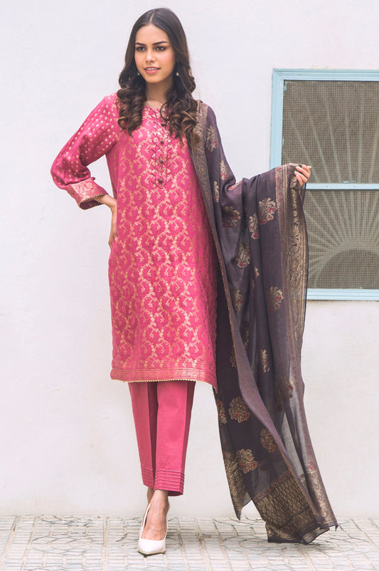 Unstitched 3 Piece Jacquard Suit