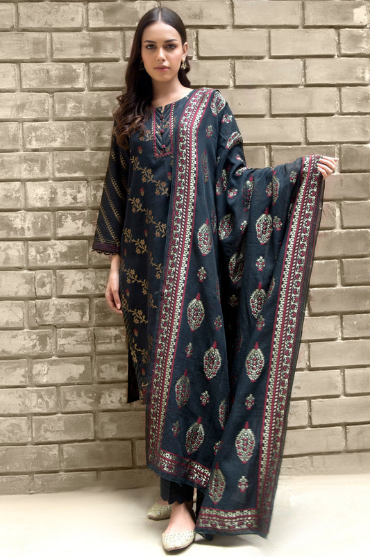 Unstitched 3 Piece Jacquard Suit
