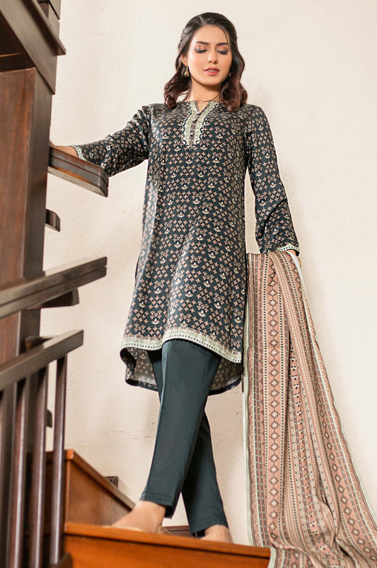 Unstitched 3 Piece Printed Linen Viscose Suit