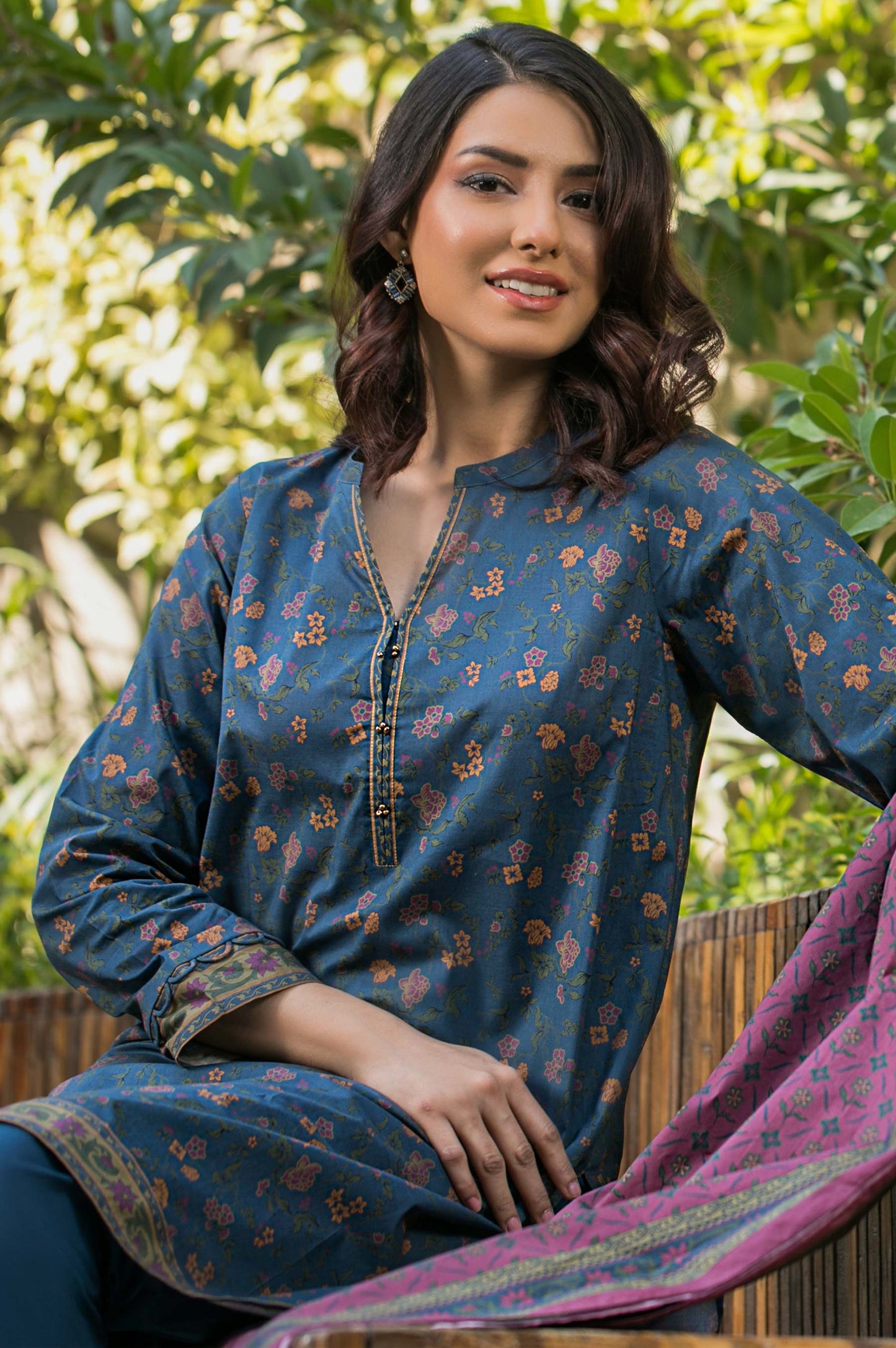 Stitched 3 Piece Printed Cambric Suit