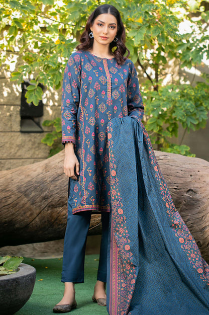 Stitched 3 Piece Printed Cambric Suit