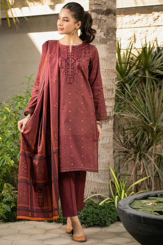 Unstitched 3 Piece Embroidered Cambric Suit