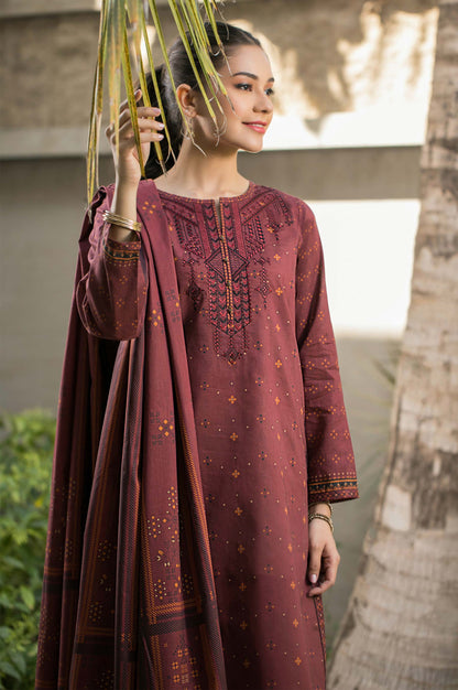 Stitched 3 Piece Embroidered Cambric Suit