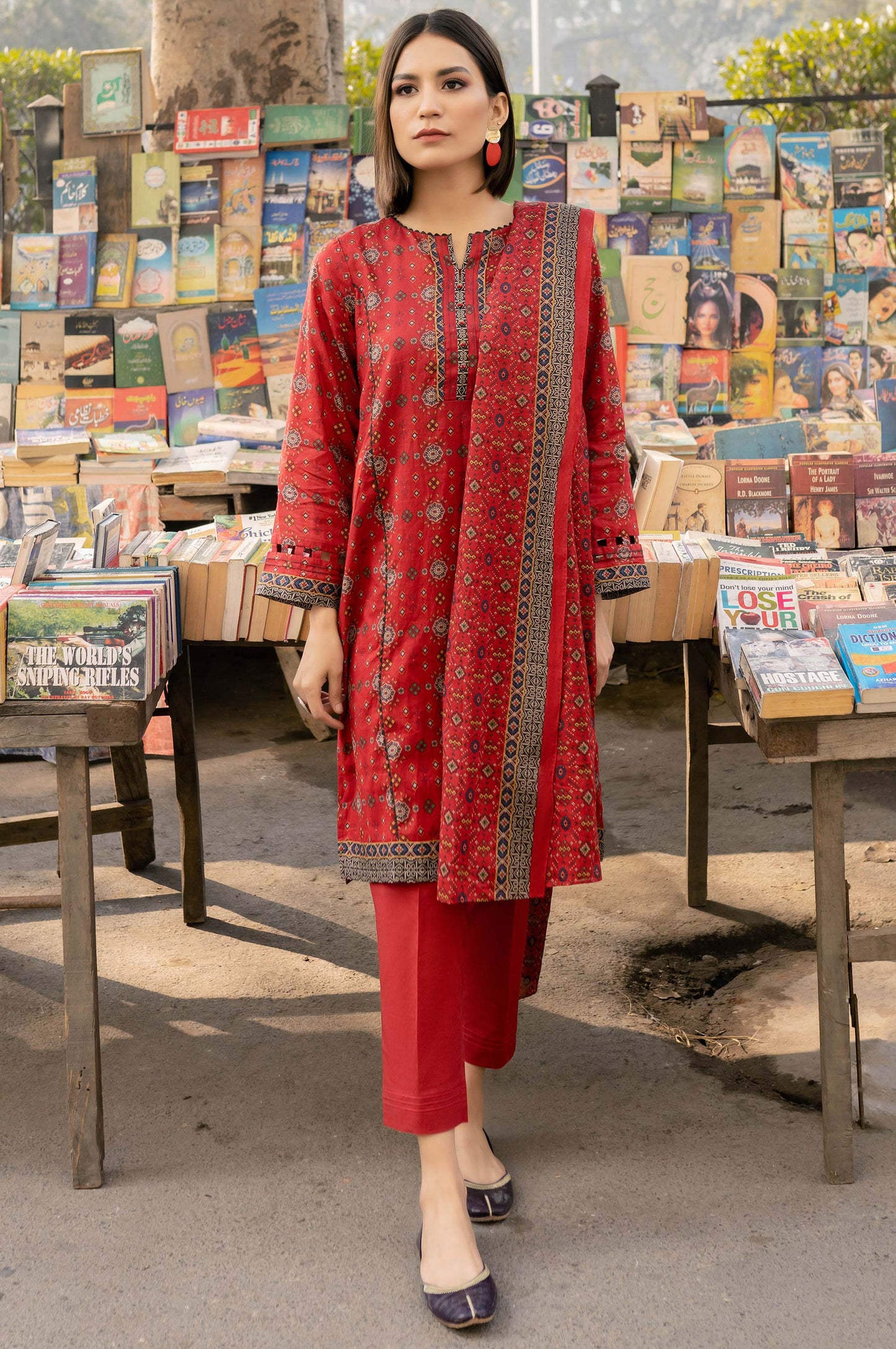 Stitched 3 Piece Printed Lawn Suit with Printed Lawn Dupatta