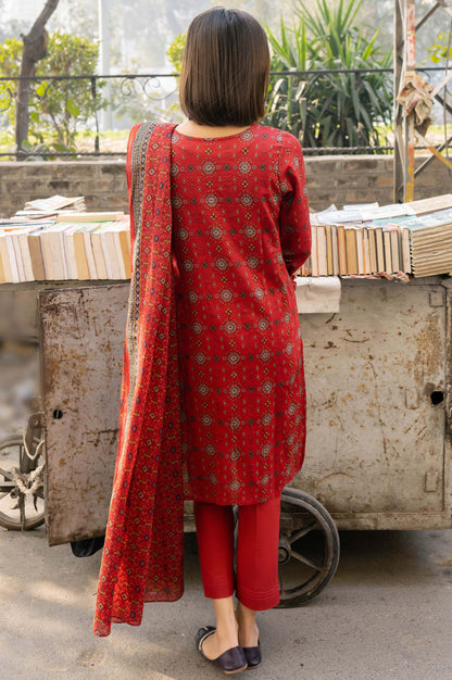 Stitched 3 Piece Printed Lawn Suit with Printed Lawn Dupatta