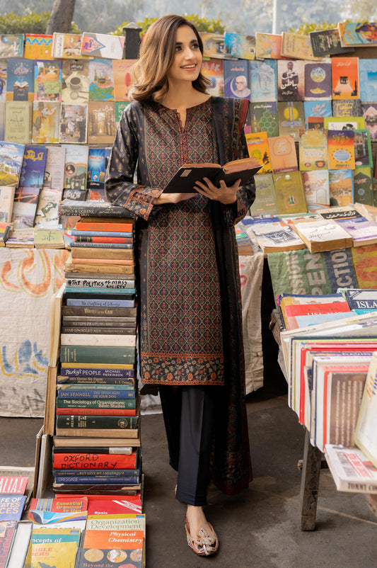 Stitched 3 Piece Printed Lawn Suit with Printed Lawn Dupatta