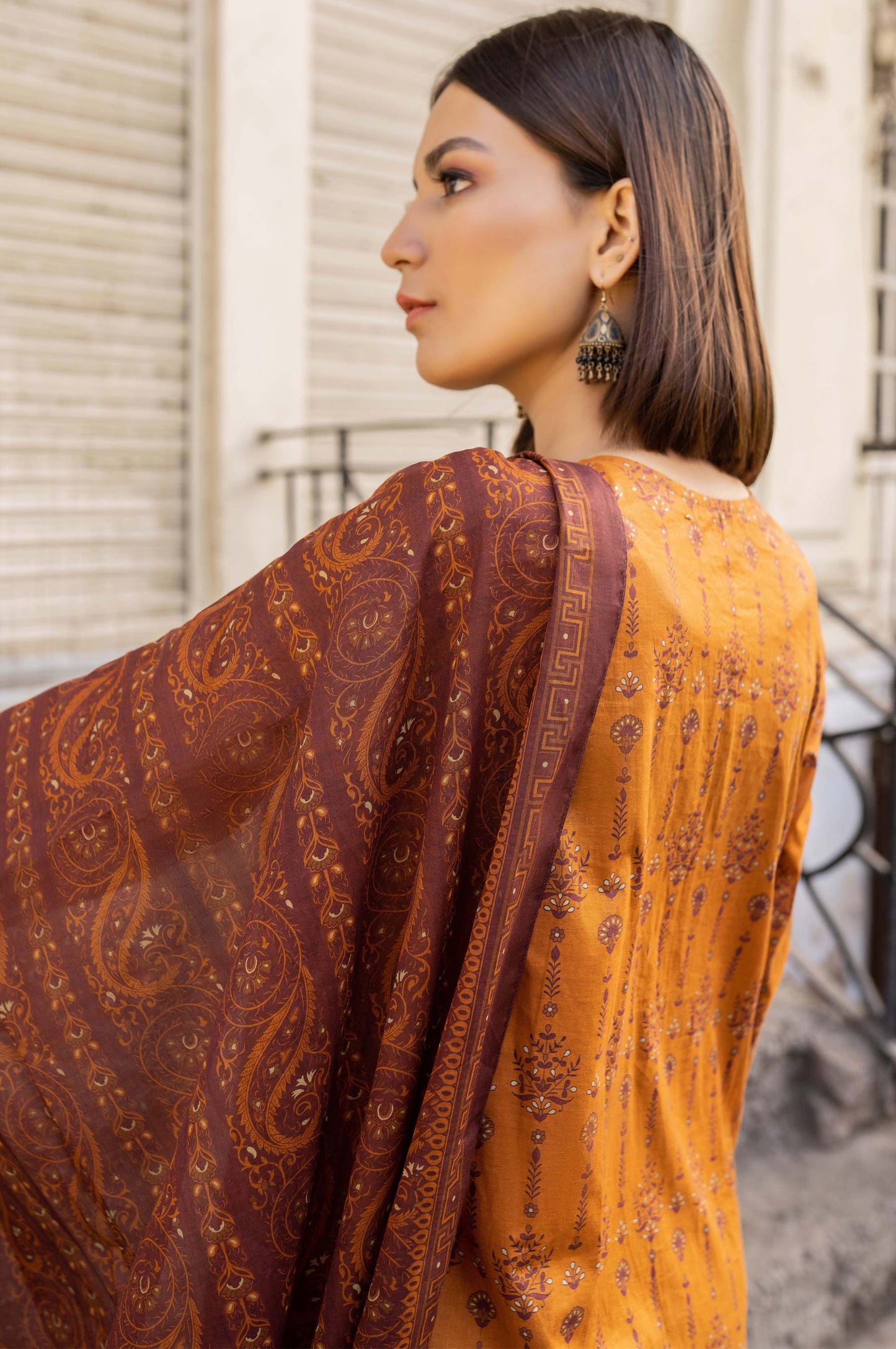 Stitched 3 Piece Embroidered Lawn Suit with Printed Lawn Dupatta