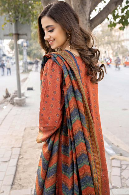 Stitched 3 Piece Embroidered Lawn Suit with Printed Lawn Dupatta