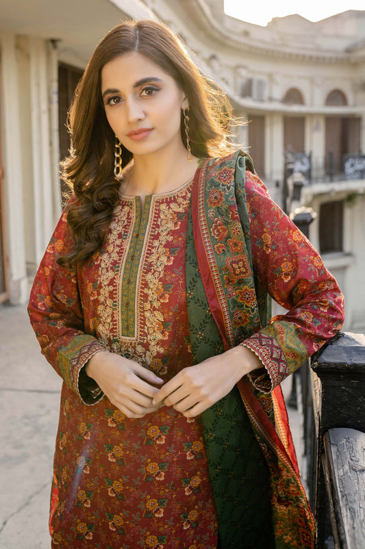 Unstitched 3 Piece Embroidered Lawn Suit