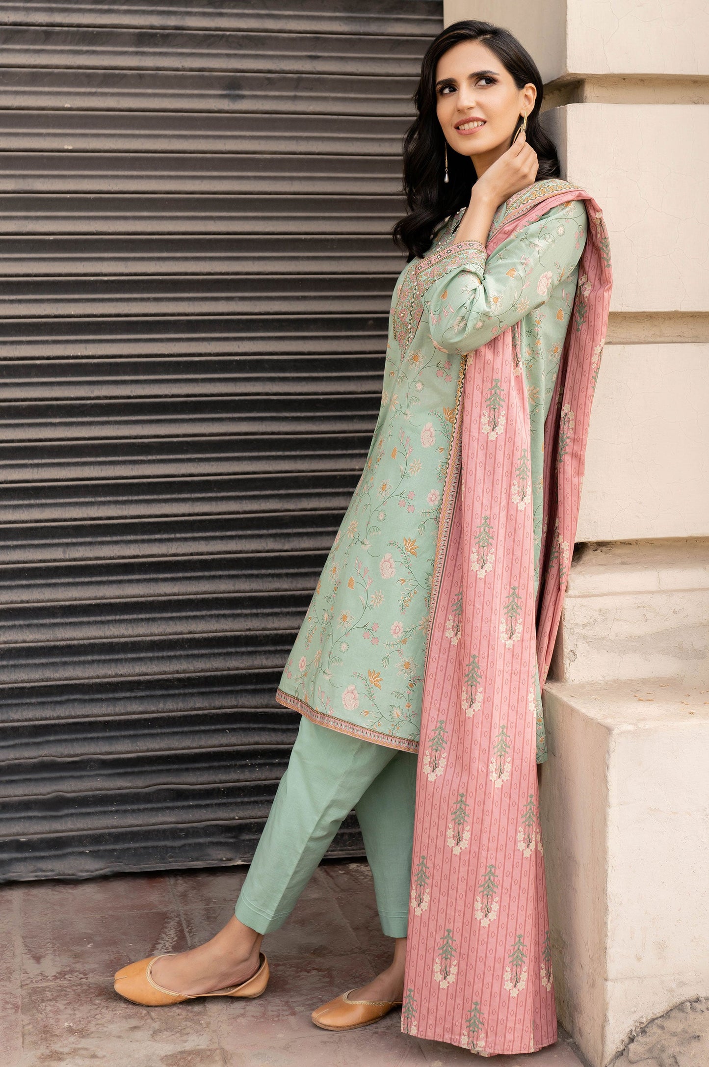Stitched 3 Piece Printed Lawn Suit with Printed Lawn Dupatta
