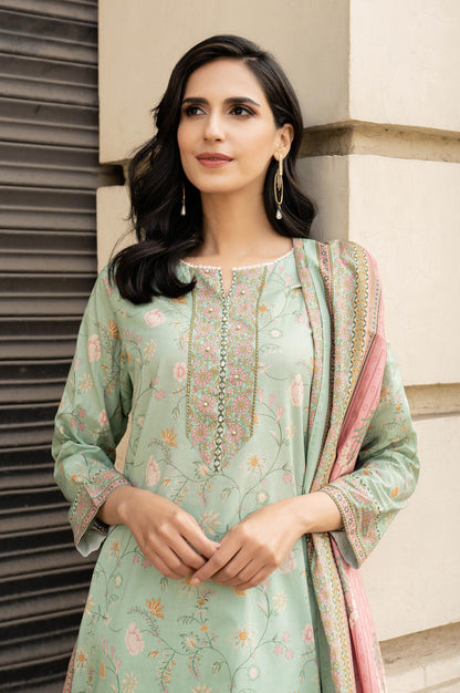 Stitched 3 Piece Printed Lawn Suit with Printed Lawn Dupatta