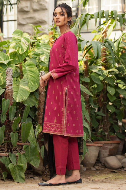 Stitched 3 Piece Printed Gold Paste Lawn Suit