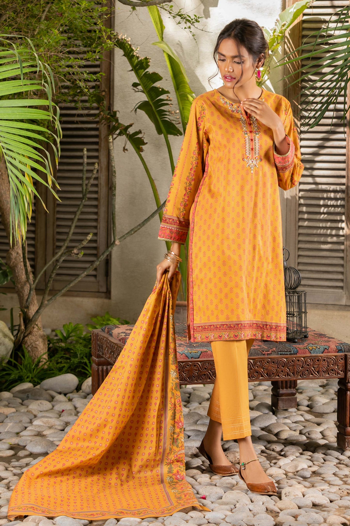 Unstitched 3 Piece Embroidered Lawn Suit with Lawn Dupatta