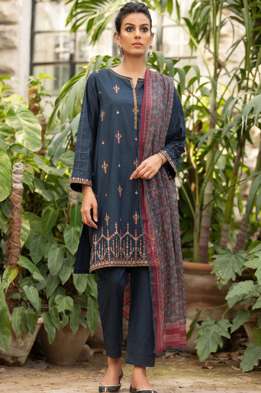 Unstitched 3 Piece Embroidered Lawn Suit with Chiffon Dupatta