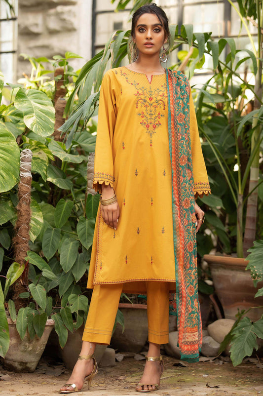 Unstitched 3 Piece Embroidered Lawn Suit With Chiffon Dupatta