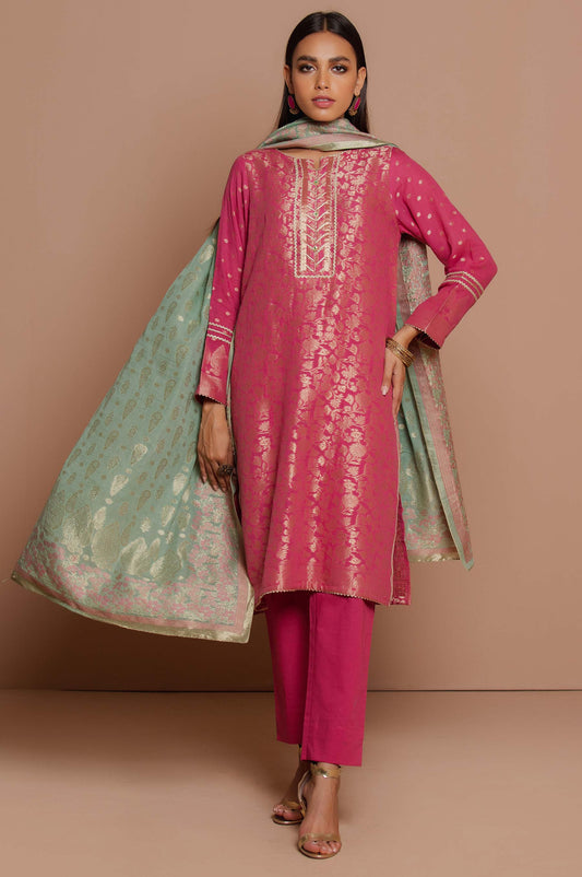 Unstitched 3 Piece Jacquard Suit