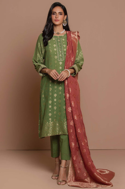 Unstitched 3 Piece Jacquard Suit