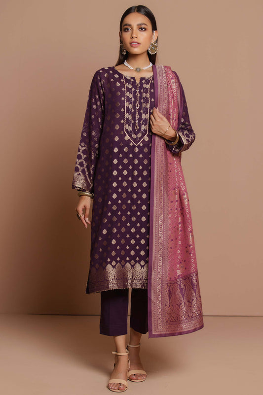 Unstitched 3 Piece Jacquard Suit