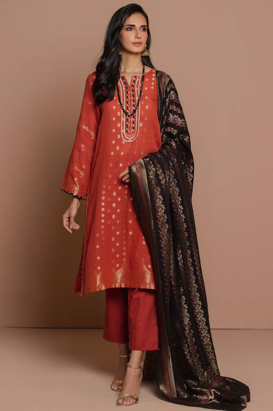 Unstitched 3 Piece Jacquard Suit