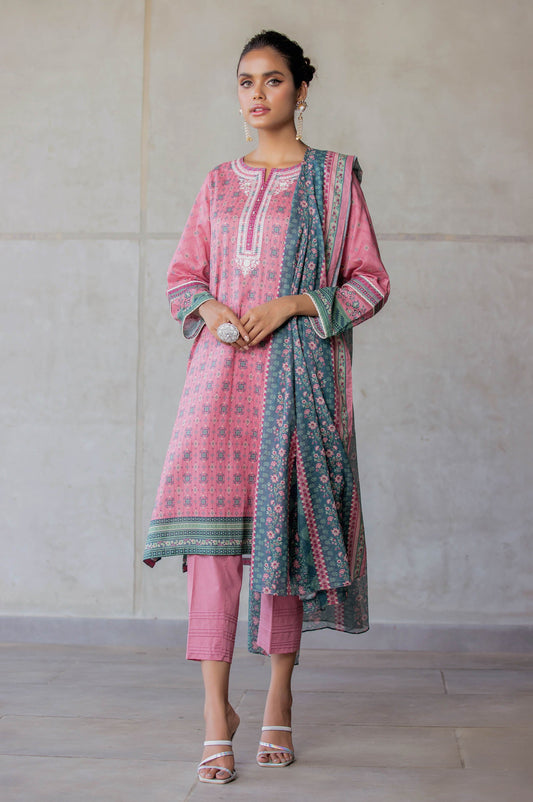 Unstitched 3 Piece Doria Lawn Suit with Voile Slub Dupatta