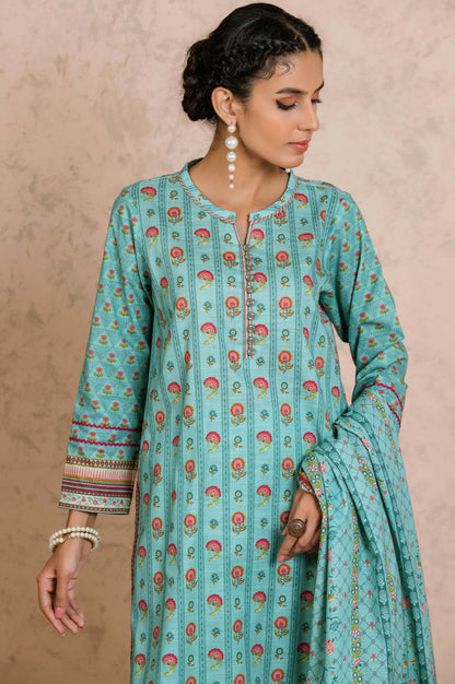 Stitched 3 Piece Printed Khaddar Suit