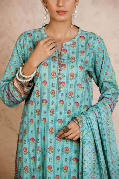 Stitched 3 Piece Printed Khaddar Suit
