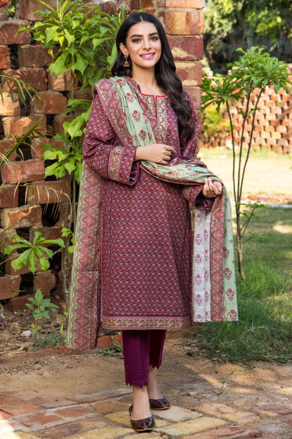 Stitched 3 Piece Embroidered Khaddar Suit