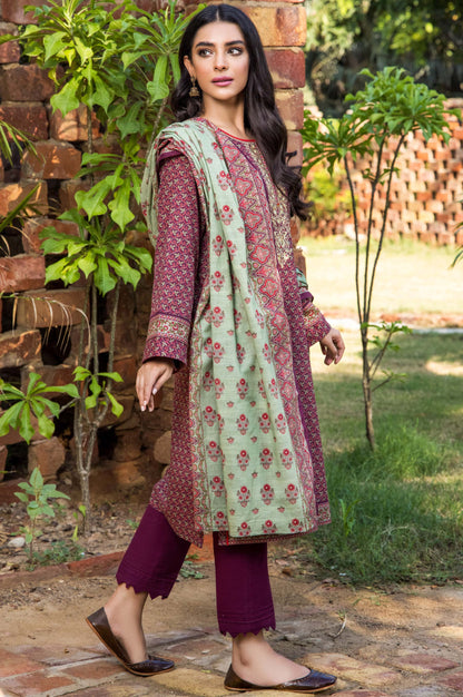 Stitched 3 Piece Embroidered Khaddar Suit